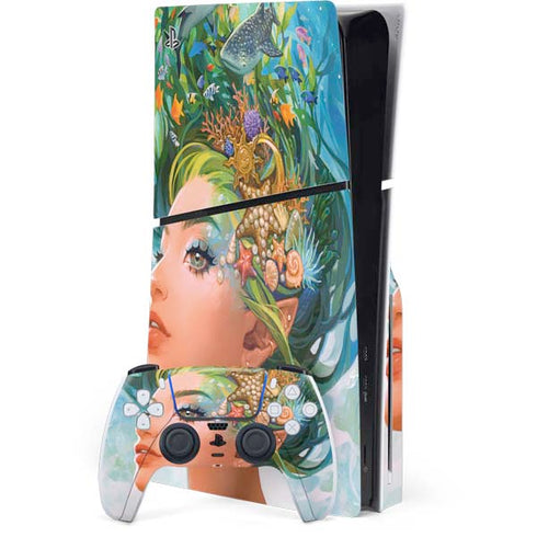 Mermaid with Sea Stars in Her Hair by Ivy Dolamore PlayStation PS5 Skins